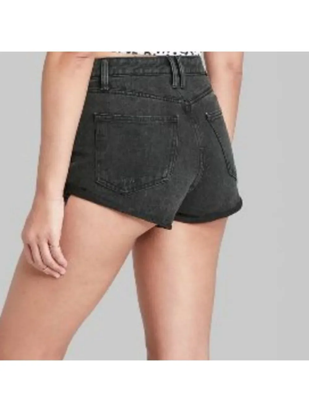 NWT Wild Fable Women's Black Super-High Rise Cheeky Jean Shorts Size 2